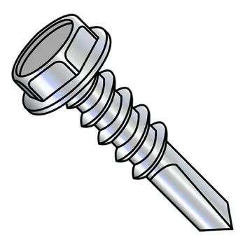 1/4-14X8  Unslotted Hex Washer With Number 5 Point Full Thread Self Dril Screw Zinc Bake