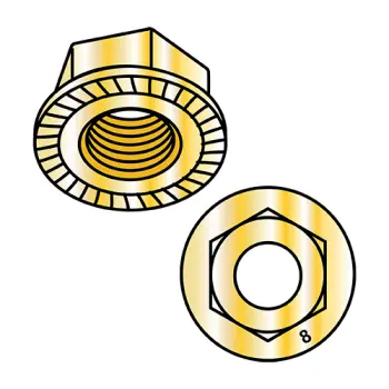 M8-1.25  Din 6923 Metric Class 8 Hex Flange Nut Serrated Zinc Yellow ROHS
