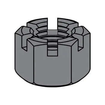 1 1/4-7  Slotted Heavy Hex Nut Plain