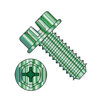 #10 - 32 x 3/8" Machine Screws | Steel | Zinc/Green | Combo | IHWH | 1106MCWHG