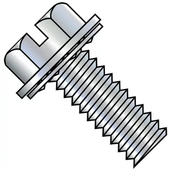 10-32X1/2  Slotted Indent Hexwasher Internal Sems Machine Screw Full Thread Zinc and Bake