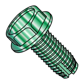 8-32X3/8  Unslotted Ind Hex Washer Thread Cutting Screw Type 1 Full Thread Zinc Bake Green