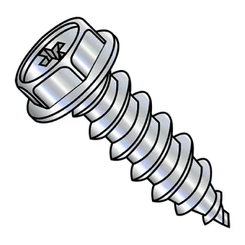 6-18X1  Phillips Indented Hex Washer Self Tapping Screw Type A Fully Threaded Zinc And B
