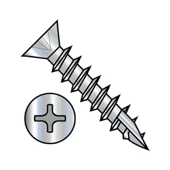6-13X5/8  Phil Flat .260-.279 OD no Nibs Deep Thread Wood Screw Type17 Full Thrd Zinc Bake