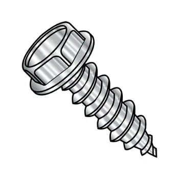 6-18X3/8  Unslot Ind Hexwasher Self Tapping Screw Type A Full Thread 18-8 Stainless Steel