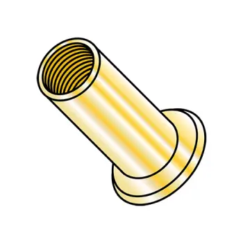 10-24-.130  Flat Head Threaded Insert Rivet Nut Steel Zinc Yellow Dichromate NON-RIBBED