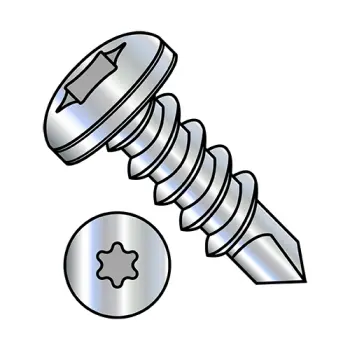 #12 - 14 x 1" Self-Drilling Screws | Steel | Zinc/Clear | 6-Lobe | Pan | 1216KTP