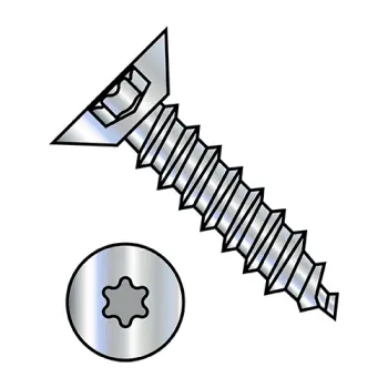4-24X3/8  Six Lobe Flat Undercut Self Tapping Screw Type AB Fully Threaded Zinc and Bake