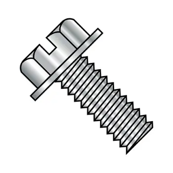 10-24X1  Slotted Indented Hex Washer Head Machine Screw Fully Threaded 18-8 Stainless Ste