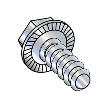 10-16X3/8  Unslot Indent Hex Washer Serrated Self Tap Screw Type B Full Thread Zinc & Bake