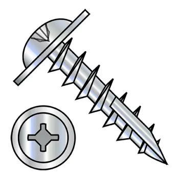 8-11X1  Phil Square #10 Round Washer Deep Thread Wood Screw Type17 Full Thread Zinc Bake