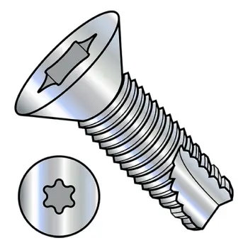 8-32X1/2  6 Lobe Flat Thread Cutting Screw Type 23 Fully Threaded Zinc And Bake