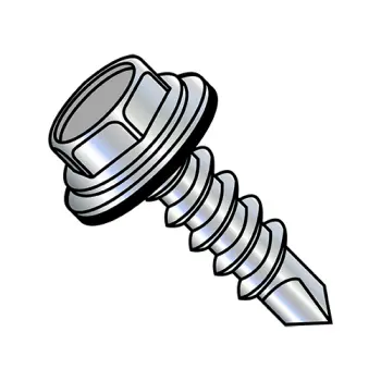 8-18X1 1/2  Unslot Hexwasher w/Bonded NEO EPDM Washer Self Drill Screw Full Thread Zinc Bake