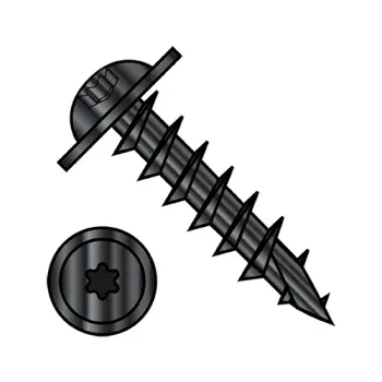 10-9X3/4  6 Lobe Round Washer Head Deep Thread Wood Screw Type 17 Full Thread Black Oxide