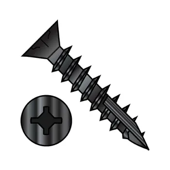 8-11X1 5/8  Square Phil Drive Flat w/Nibs Deep Thread Wood Screw 2/3 Thread Type 17 Black Ox