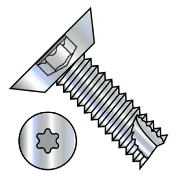 6-20X5/16  6 Lobe Flat Undercut Thread Cutting Screw Type 25 Fully Threaded Zinc And Bake