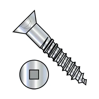 8-15X1 1/4  Square Drive Flat Head Full Body Wood Screw 2/3 Thread Zinc