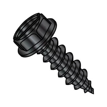 10-12X3/4  Slotted Indented Hex Washer Self Tapping Screw Type A Fully Threaded Black Oxide