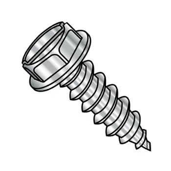10-12X2  Slot Indent Hex Washer Self Tapping Screw Type A Fully Threaded 18-8 Stainless
