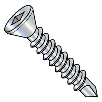 6-20X3  Square Drive Flat Trim Head Self Drilling Screw Full Thread Zinc and Bake