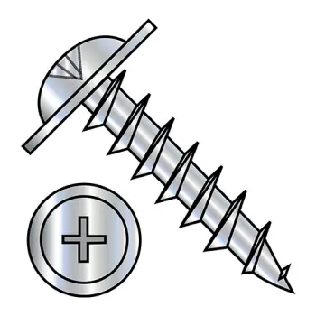 8-11X1  Phillips #10 Round Washer Head Deep Thread Wood Screw Full Thread Zinc Bake