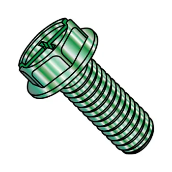 #8 - 32 x 3/8" Machine Screws | Steel | Zinc/Green | Combo | IHWH | 0806MCWG