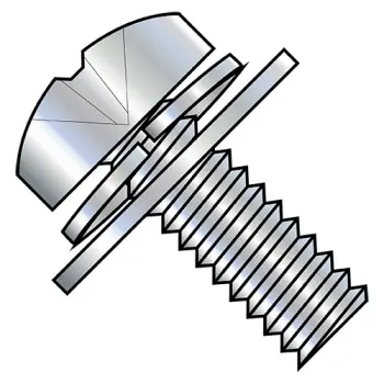 8-32X1/4  Phillips Pan Split Lock & Regular Flat Washer Sems Fully Threaded Zinc Bake