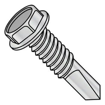 #12 - 24 x 7/8" Self-Drilling Screws | Steel | Zinc/Clear | Unslotted | Hex | 1214KWMS4HC