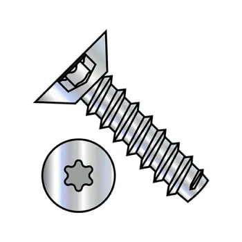 4-24X1/4  Six Lobe Flat Undercut Self Tapping Screw Type B Fully Threaded Zinc and Bake