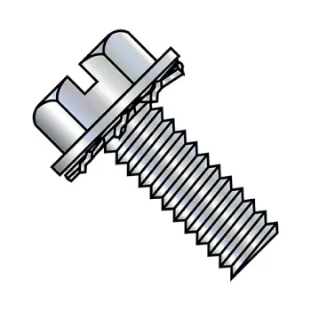6-32X1/4  Slotted Hex Washer External Sems Machine Screw Fully Threaded Zinc And Bake
