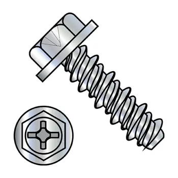 10-16X3/4 #8HD  Phillips Indented Hex Washer High Low Fully Threaded Zinc and Bake