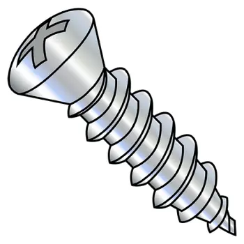 10-16X1  Phillips Oval Number 8 Head Self Tapping Screw Type AB Full Thread Zinc and Bake