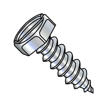10-16X1  Indented Hex Slotted Self Tapping Screw Type AB Fully Threaded Zinc And Bake