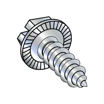 10-12X3/4  Slotted Indent Hex Washer Serrated Self Tap Screw Type A Full Thread Zinc Bake