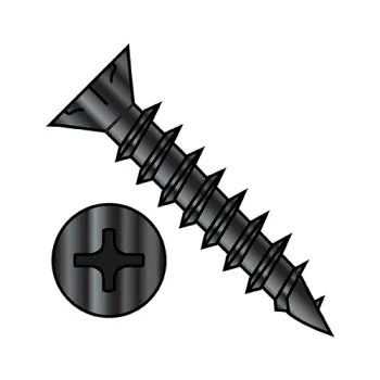 8-11X1 1/2  Phillips Flat Head w/Nibs Deep Thread Wood Screw 2/3 Threaded Black Oxide