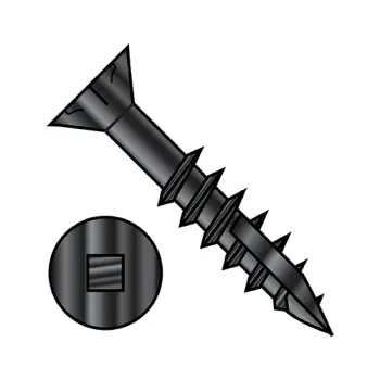 9-10X2 1/2  Square #8 Flat Head w/Nibs Deep Thread Wood Screw Type 17 2/3 Thread Black Oxide