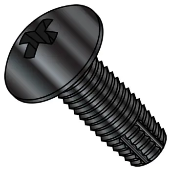 8-32X3/8  Phillips Truss Thread Cutting Screw Type F Fully Threaded Black Oxide
