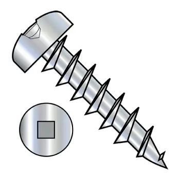 6-13X5/8  Square Drive Pan Deep Thread Wood Screw Full Thread Zinc Bake