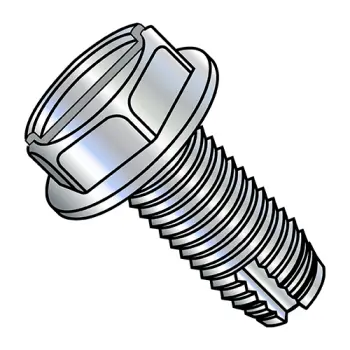 10-32X1/2  Slotted Indented Hex Washer Thread Cutting Screw Type 1 Fully Threaded Zinc And