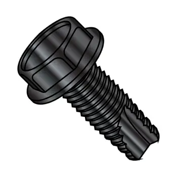 1/4-20X1  Unslotted Indented Hex Washer Thread Cutting Screw Type 23 Full Thread Black Ox