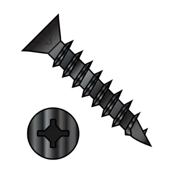 6-13X5/8  Square Phillips Drive Flat Head no Nibs Deep Thread Wood Screw Full Thd Black Ox