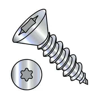 10-12X1  6 Lobe Flat Self Tapping Screw Type A Full Thread Zinc And Bake