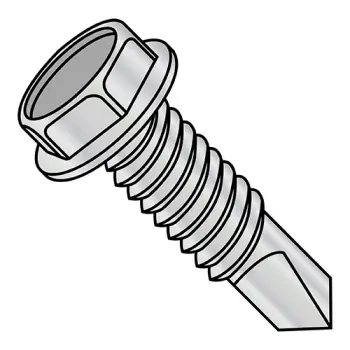 #12 - 24 x 2" Self-Drilling Screws | Steel | Zinc/Clear | Unslotted | Hex | 1232KWMSHC