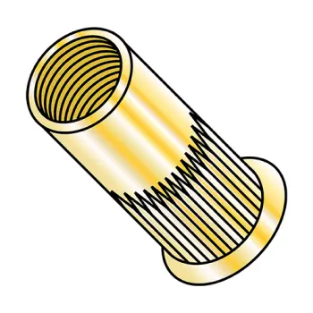M10X1.50X6.06  Metric Thin Head Round Open-End Ribbed Rivet Nut Steel Zinc Yellow Zinc