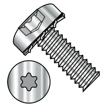 4-40X3/8  Six Lobe Pan External Tooth Sems Machine Screw Full Thread 18-8 Stainless Steel