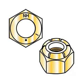 3/8-16 N1610  Nylon Insert Hex Locknut NE Hex Standard Height Grade 8 Zinc Yellow