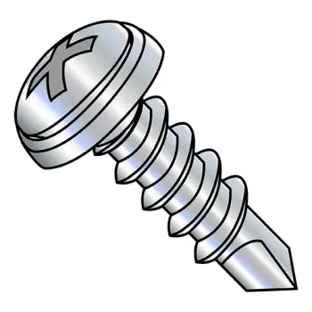 8-18X3/4  Phil #6 Oval Self Drilling Screw Sems Finishing Washer Full Thread Zinc Bake