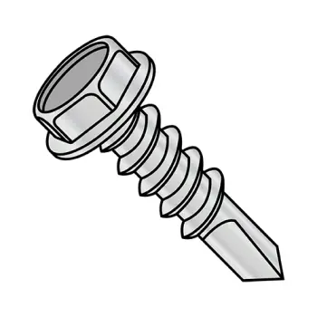 #12 - 14 x 7/8" Self-Drilling Screws | Steel | Zinc/Clear | Unslotted | Hex | 1214KW4HC