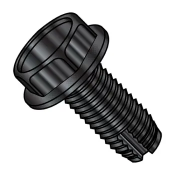 1/4-20X3/8  Unslotted Indented Hex Washer Thread Cutting Screw Type 1 Fully Threaded Black O