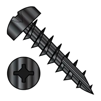 6-13X1  Square Phil Drive Pan Deep Thread Wood Screw Full Thread Type 17 Black Oxide Oil